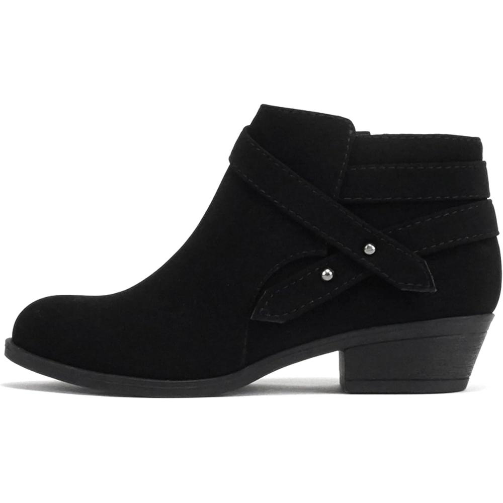 image:imageSoda SWEETEN2  Little KidsGirlsChildrens Fashion Closed Toe Multi Strap Ankle Bootie Block HeelBlack Nubuck