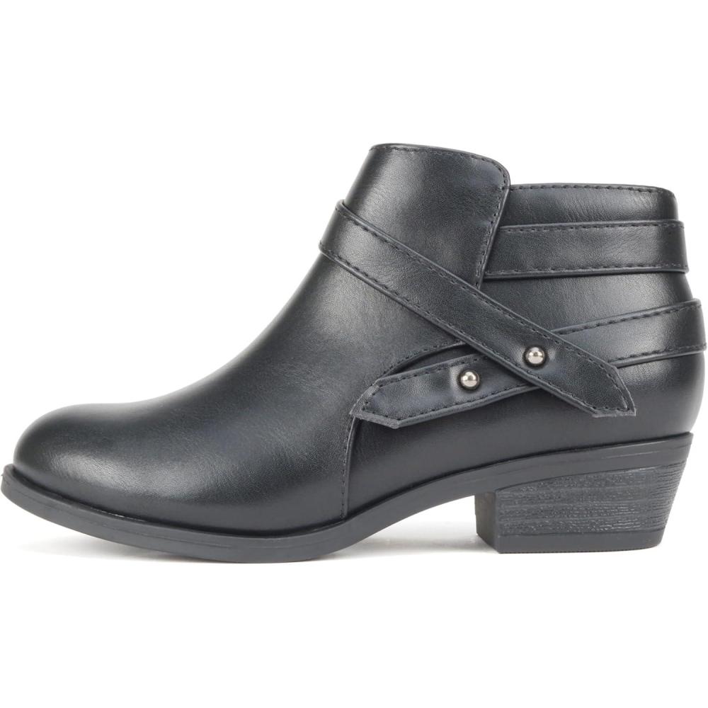 image:imageSoda SWEETEN2  Little KidsGirlsChildrens Fashion Closed Toe Multi Strap Ankle Bootie Block HeelBlack Pu