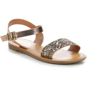 Soda Girls Sandals Open Toe Summer Flats Dress Sandals Shoes Toddler/Little Kid/Big Kid(Rose Gold)