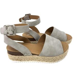 Soda Little Kids/Children/Girls Topic-IIS Espadrille Flatform Wedge Open Toe Sandals(Dv-grey)