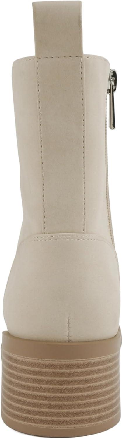 image:imageSoda Beaver Women Round Toe Low Block Heel Ankle Boot with Side ZipperBeige Nubuck