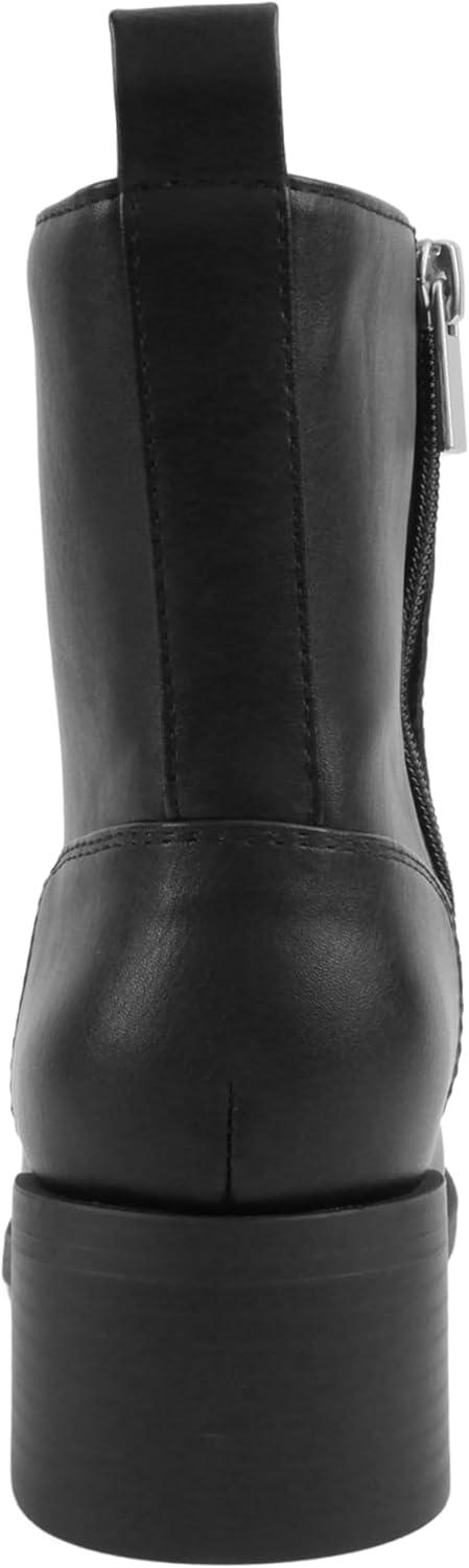 image:imageSoda Beaver Women Round Toe Low Block Heel Ankle Boot with Side ZipperBlack Pu