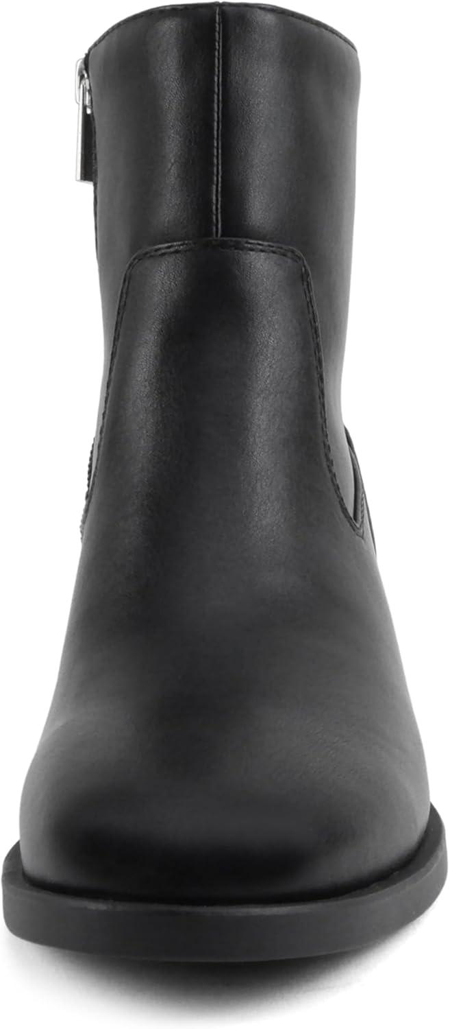 image:imageSoda Beaver Women Round Toe Low Block Heel Ankle Boot with Side ZipperBlack Pu