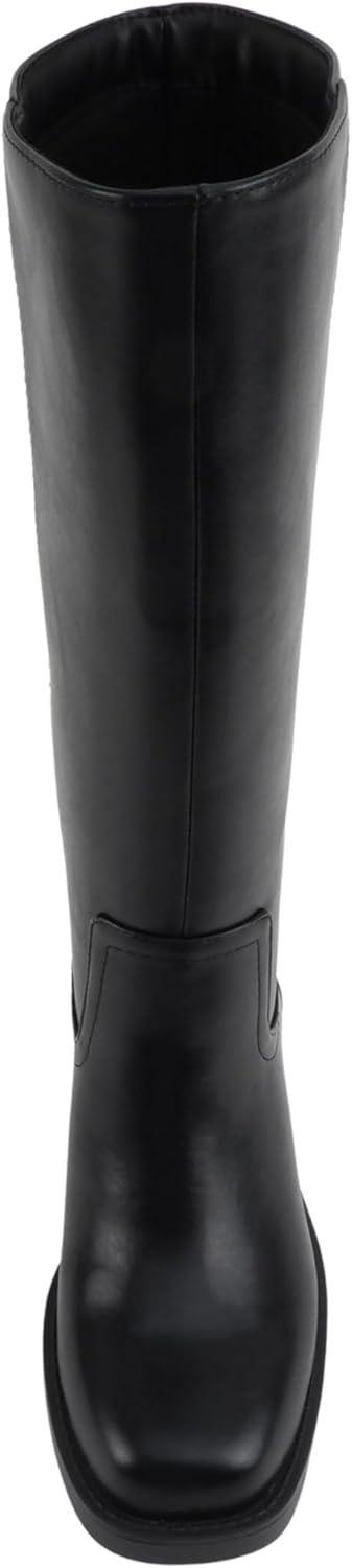 image:imageSoda Belvin Women Square Toe Platform MidCalf BootBlack Pu