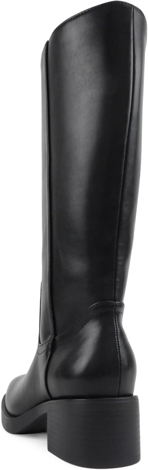 image:imageSoda Belvin Women Square Toe Platform MidCalf BootBlack Pu