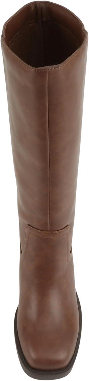 image:imageSoda Belvin Women Square Toe Platform MidCalf BootCognac Pu