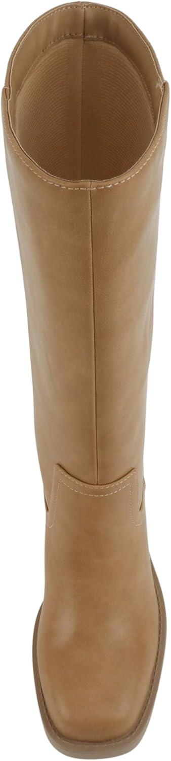image:imageSoda Belvin Women Square Toe Platform MidCalf BootDark Natural Pu