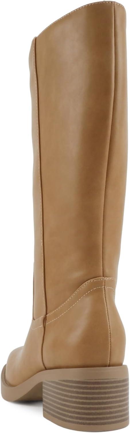 image:imageSoda Belvin Women Square Toe Platform MidCalf BootDark Natural Pu