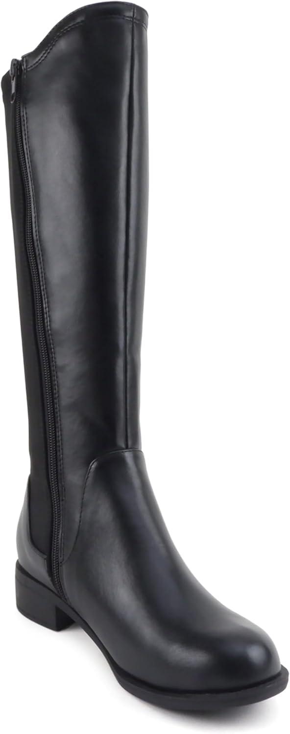 image:imageSoda Cheese Women TwoToned KneeHigh Boot with Side ZipperBlack Pu