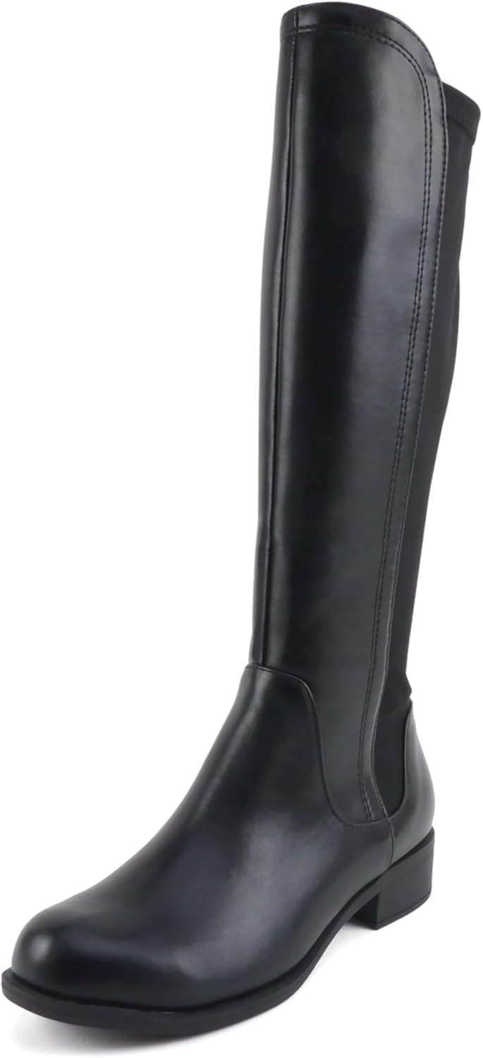 image:imageSoda Cheese Women TwoToned KneeHigh Boot with Side ZipperBlack Pu