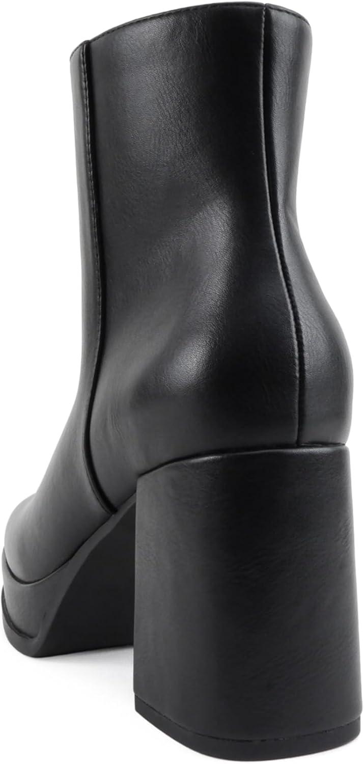 image:imageSoda Graham Women Square Toe Platform Ankle Boot with Side ZipperBlack Pu