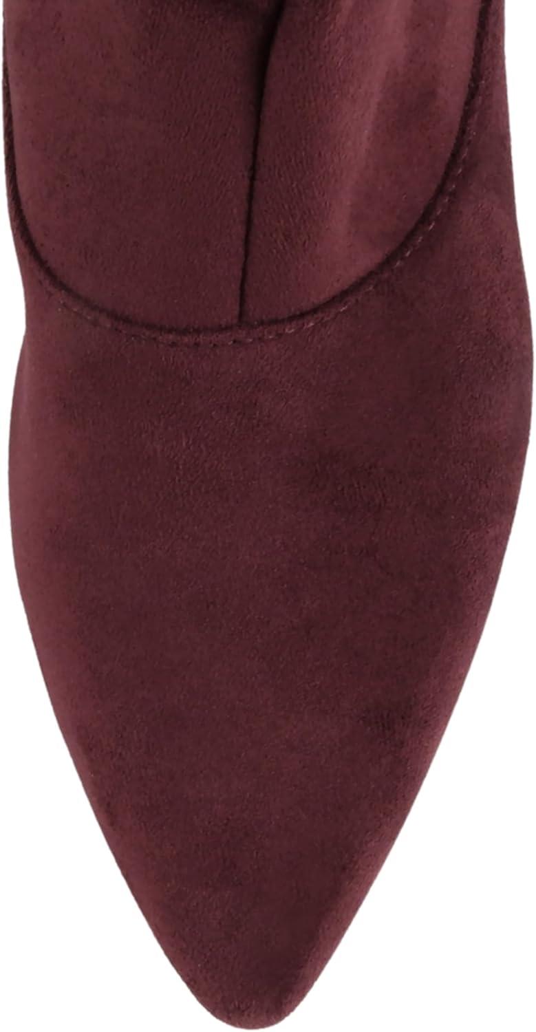 image:imageSoda Hannah Women Pointed Toe Slouchy OvertheKnee BootBurgundy Imit Suede