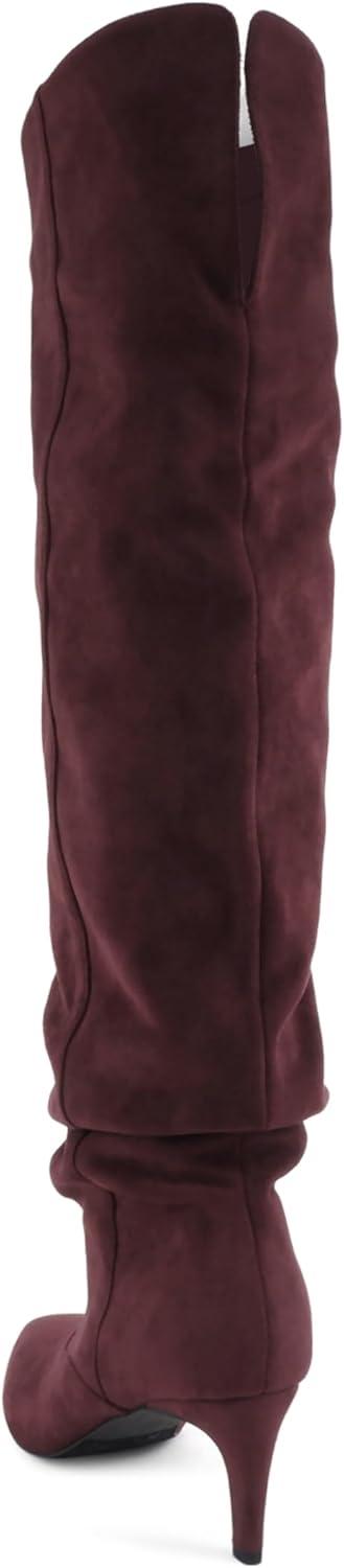 image:imageSoda Hannah Women Pointed Toe Slouchy OvertheKnee BootBurgundy Imit Suede