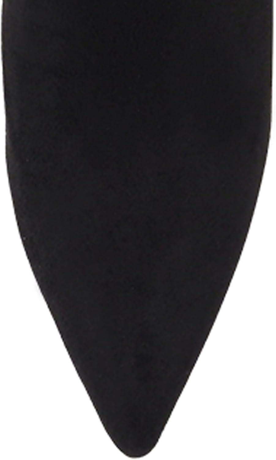image:imageSoda Montana Women Pointed Toe High Heel Slouchy Knee High BootsBlack Imit Suede