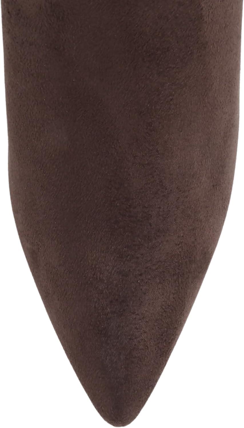image:imageSoda Montana Women Pointed Toe High Heel Slouchy Knee High BootsMocha Imit Suede