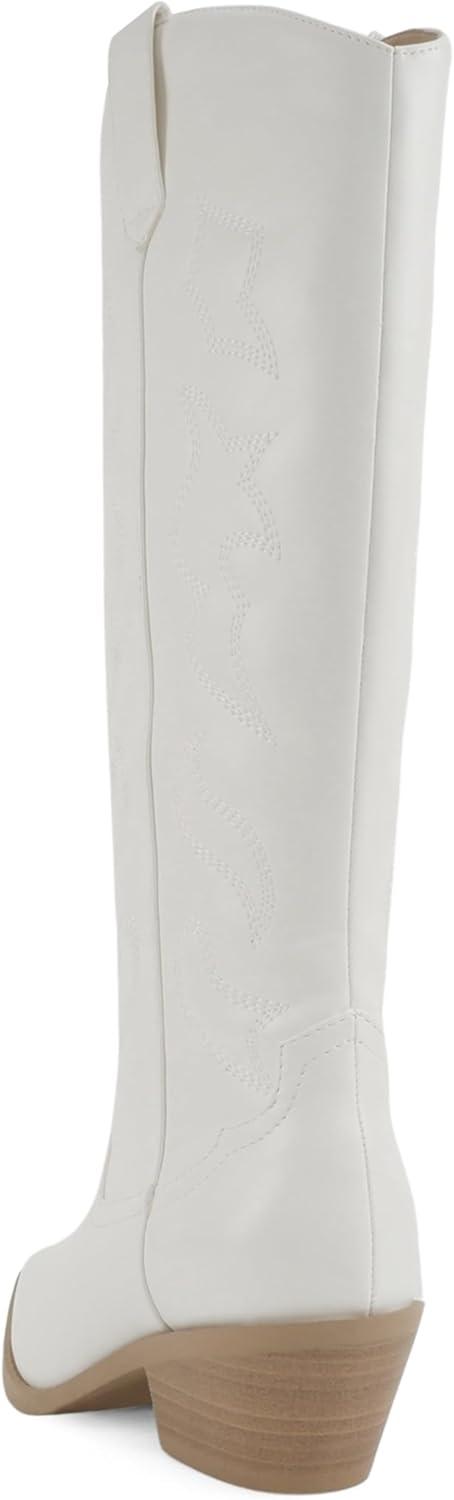 image:imageSoda Zahara Women Western KneeHigh Boot with Low HeelWhite Pu