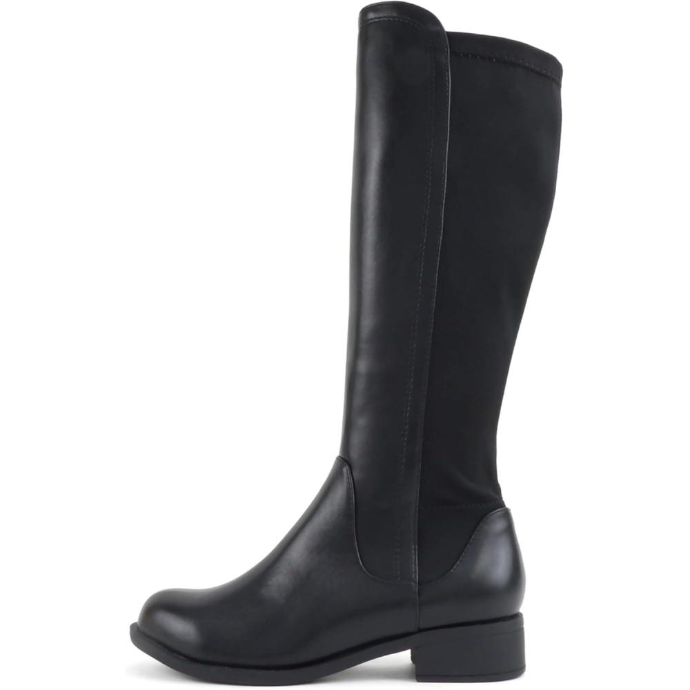 image:imageSoda Cheese Women TwoToned KneeHigh Boot with Side ZipperBlack Pu