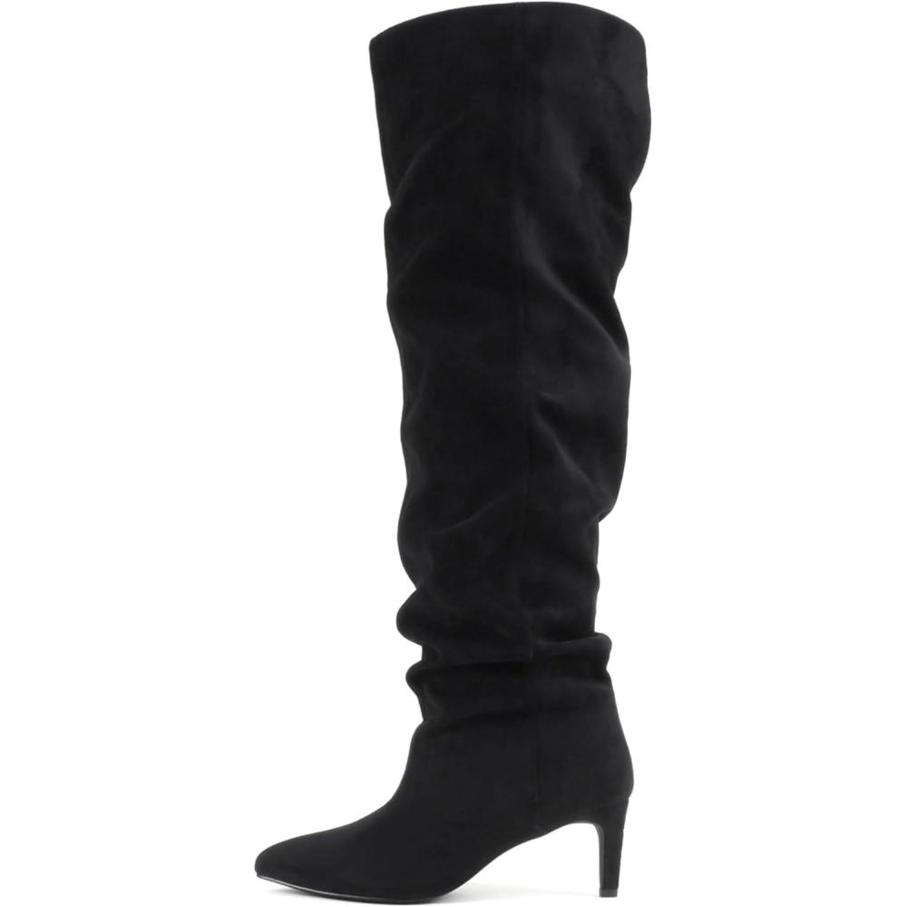 image:imageSoda Hannah  Women Pointed Toe Slouchy OvertheKnee BootBlack Imit Suede