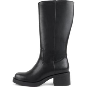 Soda Belvin – Women Square Toe Platform Mid-Calf Boot(Black Pu)