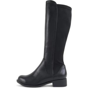 Soda Cheese – Women Two-Toned Knee-High Boot with Side Zipper(Black Pu)