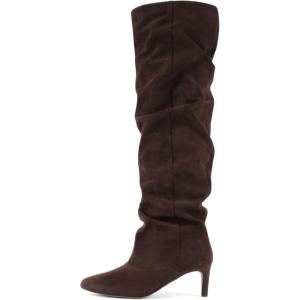 Soda Hannah – Women Pointed Toe Slouchy Over-the-Knee Boot(Brown Imit Suede)