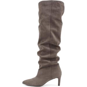 Soda Hannah – Women Pointed Toe Slouchy Over-the-Knee Boot(Taupe Imit Suede)