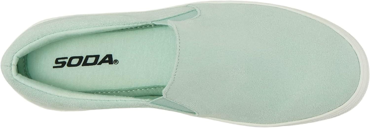 image:imageSoda Flat Women Shoes Slip On Loafers Casual Sneakers Memory Foam Insoles Hidden PlatformFlatform Round Toe HikeG Green Light Mint 9