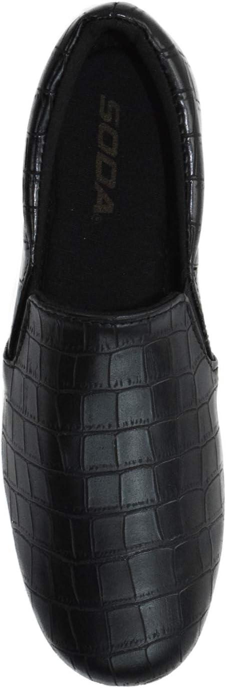 image:imageSoda Flat Women Shoes Slip On Loafers Casual Sneakers Memory Foam ReignG White Sole Crocodile Black 65