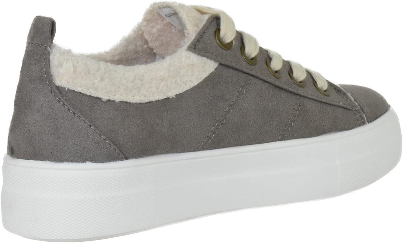 image:imageSoda Flat Womens Shoes Lace Up Loafers Casual Sneakers Synthetic Fur Hidden Flatform EndearGGrey