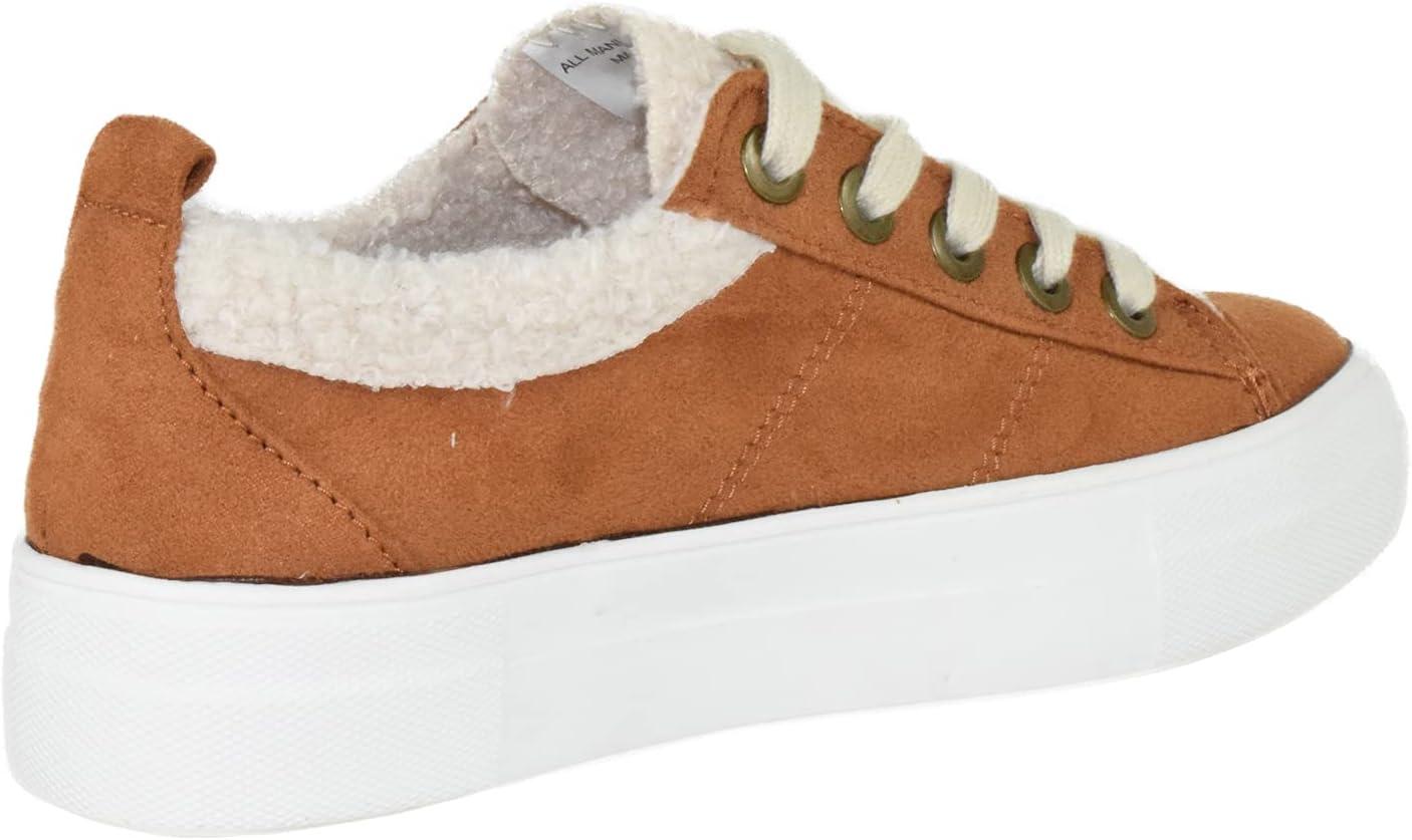 image:imageSoda Flat Womens Shoes Lace Up Loafers Casual Sneakers Synthetic Fur Hidden Flatform EndearGTan
