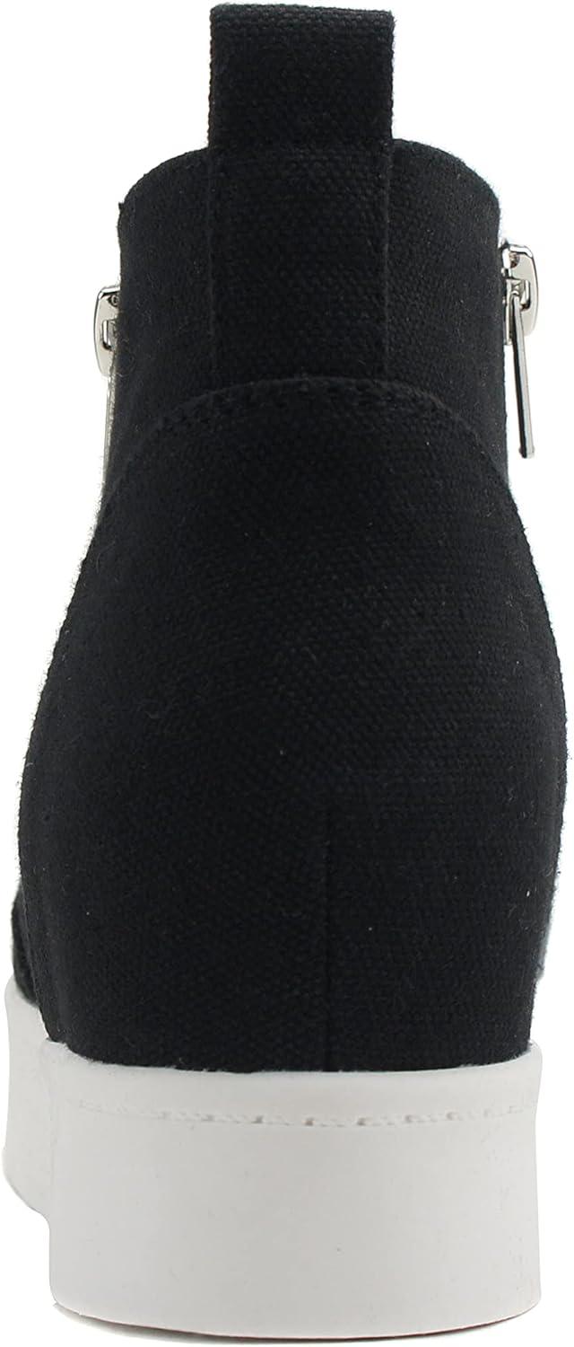 image:imageSoda Taylor Black Hidden Fashion Wedge Sneaker Shoes Side ZipperBlack Canvas