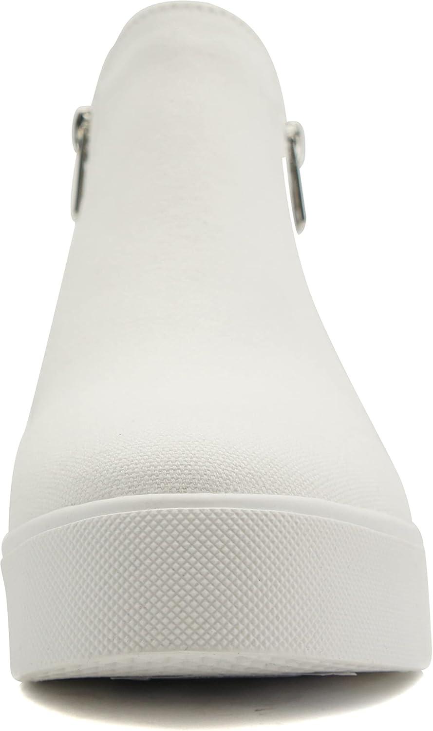 image:imageSoda Taylor Black Hidden Fashion Wedge Sneaker Shoes Side ZipperWhite Canvas