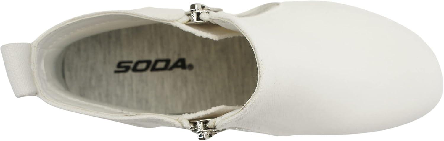 image:imageSoda Taylor Black Hidden Fashion Wedge Sneaker Shoes Side ZipperWhite Canvas