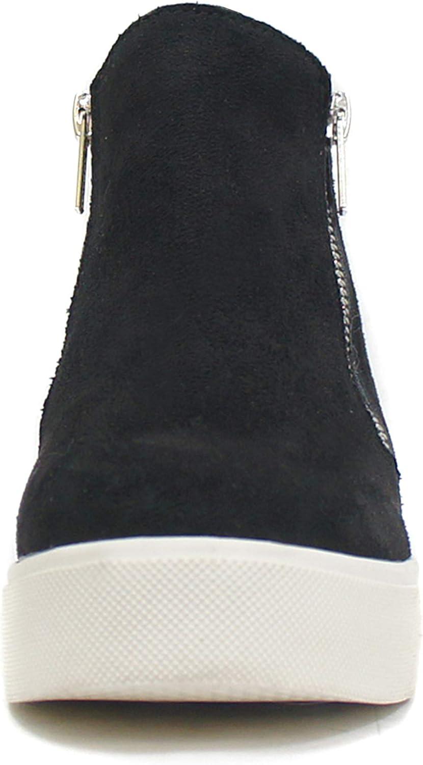 image:imageSoda Taylor Hidden Wedge Sole Booties Ankle Heels Sneaker Shoes Side ZipperBlack