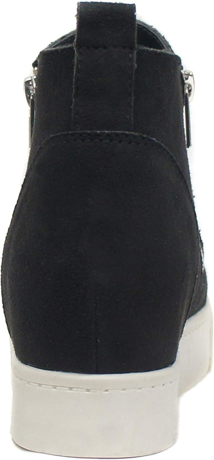 image:imageSoda Taylor Hidden Wedge Sole Booties Ankle Heels Sneaker Shoes Side ZipperBlack