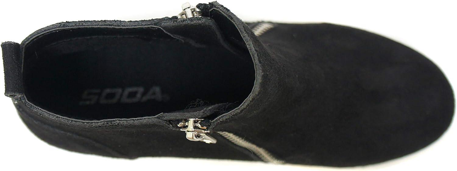 image:imageSoda Taylor Hidden Wedge Sole Booties Ankle Heels Sneaker Shoes Side ZipperBlack