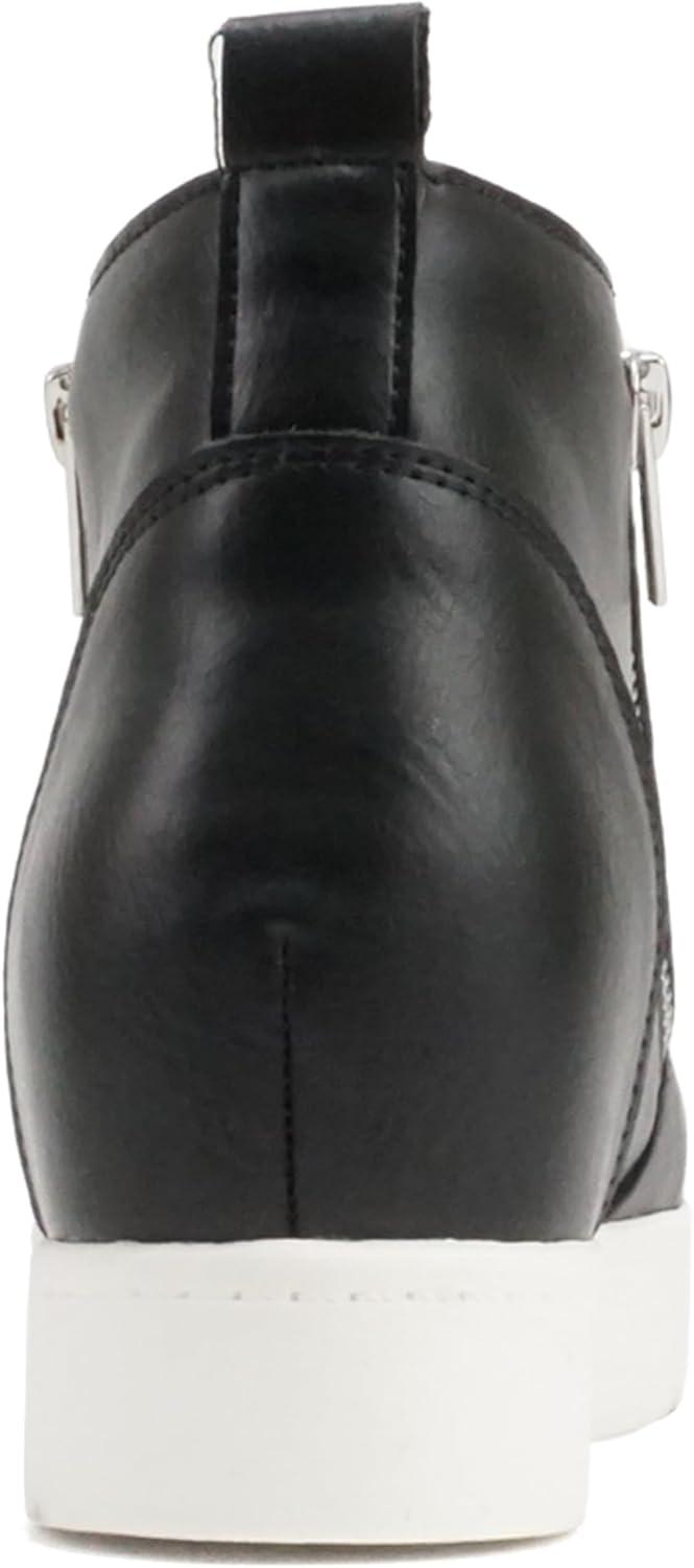 image:imageSoda Taylor Hidden Wedge Sole Booties Ankle Heels Sneaker Shoes Side ZipperBlack Pu