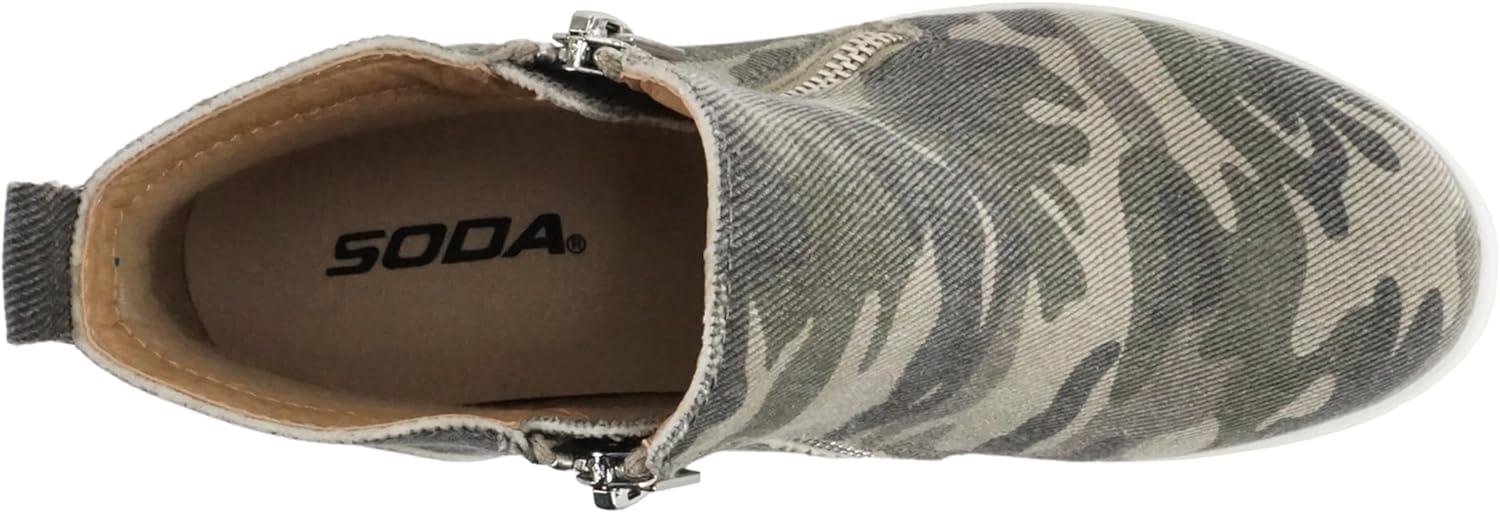 image:imageSoda Taylor Hidden Wedge Sole Booties Ankle Heels Sneaker Shoes Side ZipperCamouflage