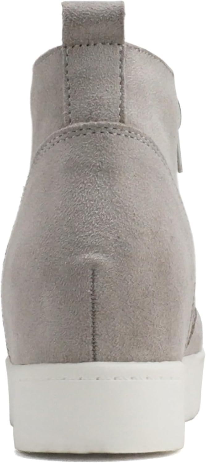 image:imageSoda Taylor Hidden Wedge Sole Booties Ankle Heels Sneaker Shoes Side ZipperGrey