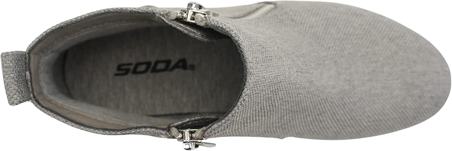 image:imageSoda Taylor Hidden Wedge Sole Booties Ankle Heels Sneaker Shoes Side ZipperGrey Canvas