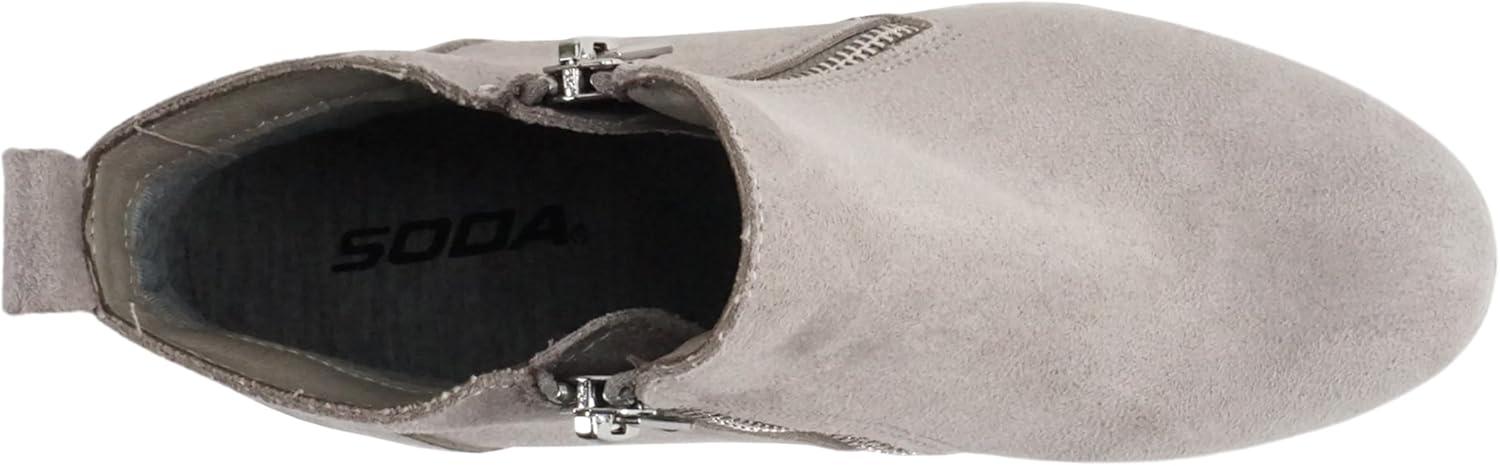 image:imageSoda Taylor Hidden Wedge Sole Booties Ankle Heels Sneaker Shoes Side ZipperLight Grey