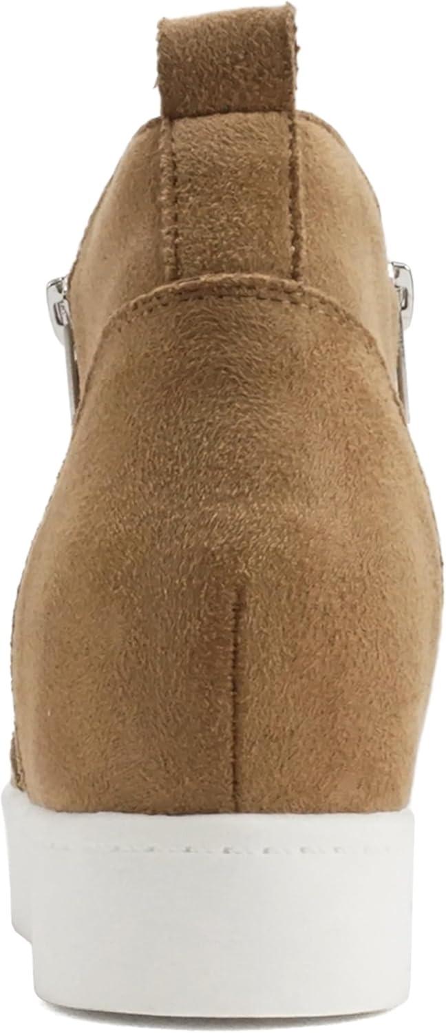 image:imageSoda Taylor Hidden Wedge Sole Booties Ankle Heels Sneaker Shoes Side ZipperMid Tan Suede
