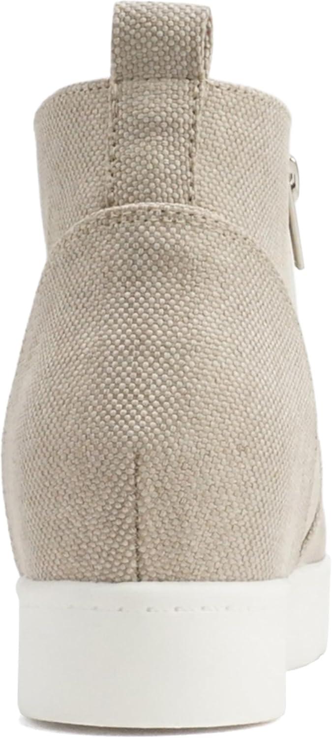 image:imageSoda Taylor Hidden Wedge Sole Booties Ankle Heels Sneaker Shoes Side ZipperNatural Canvas
