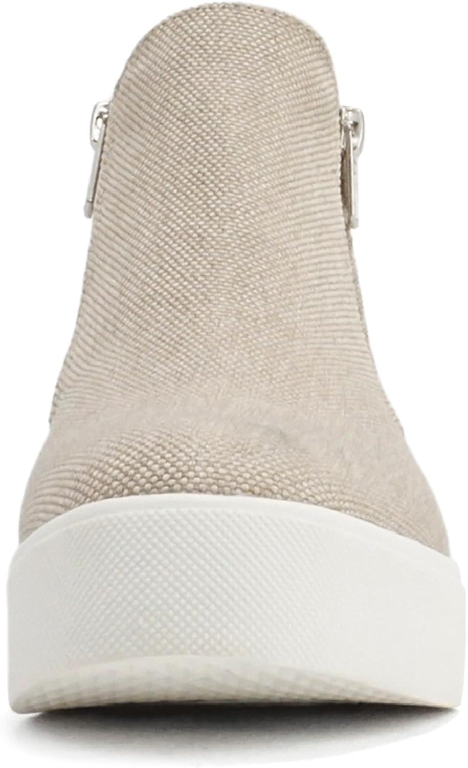 image:imageSoda Taylor Hidden Wedge Sole Booties Ankle Heels Sneaker Shoes Side ZipperNatural Canvas