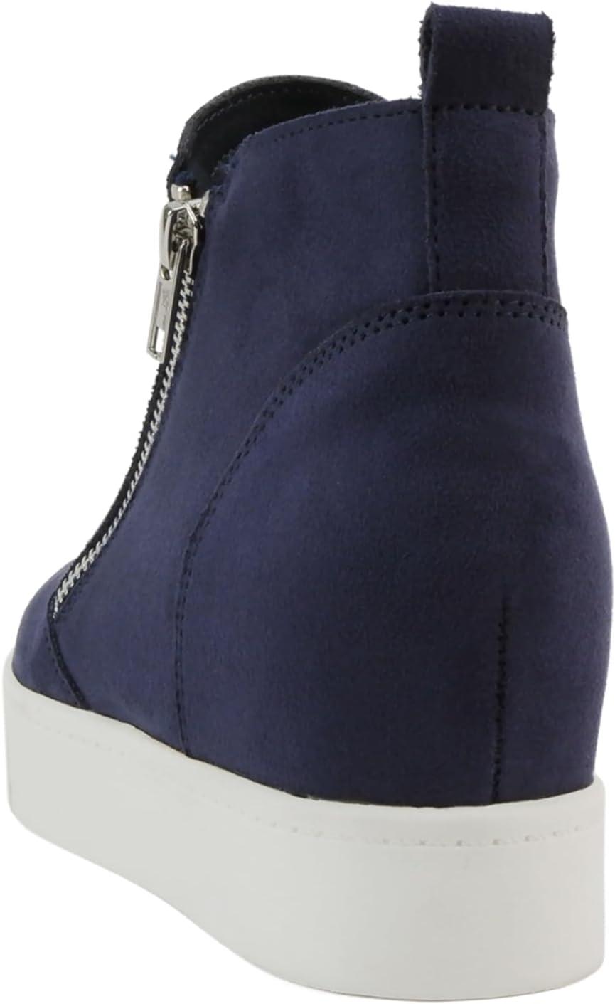 image:imageSoda Taylor Hidden Wedge Sole Booties Ankle Heels Sneaker Shoes Side ZipperNavy Suede