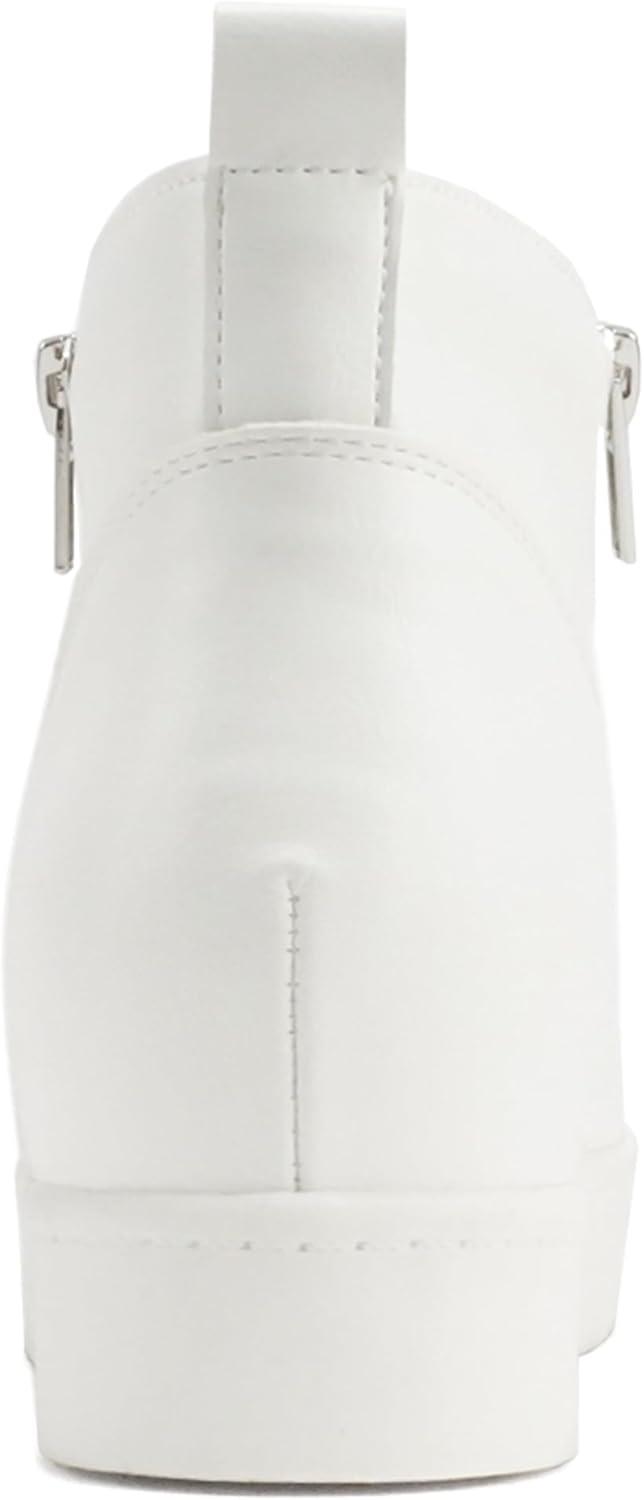 image:imageSoda Taylor Hidden Wedge Sole Booties Ankle Heels Sneaker Shoes Side ZipperWhite Pu