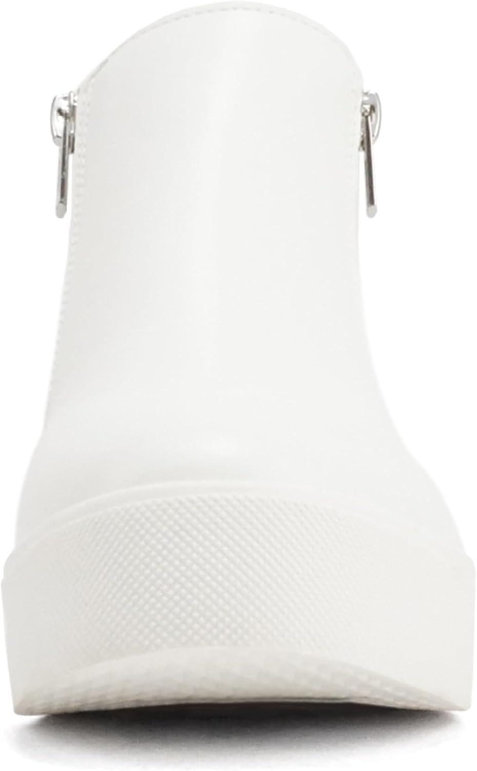 image:imageSoda Taylor Hidden Wedge Sole Booties Ankle Heels Sneaker Shoes Side ZipperWhite Pu