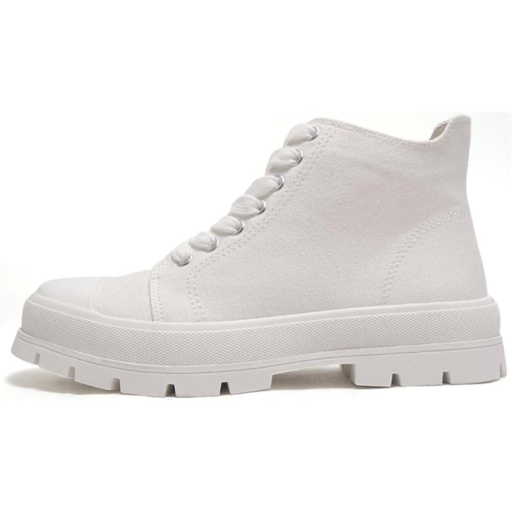 image:imageSODA Soda Womens Lug Hi Top Lace up Canvas Sneaker Shoes Crayon White 10 White All