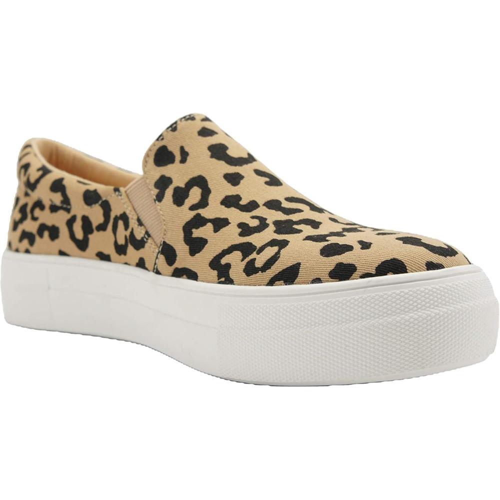 image:imageSoda Flat Women Shoes Slip On Loafers Casual Sneakers Memory Foam Insoles Hidden PlatformFlatform Round Toe HikeG Bob Cat Print 85