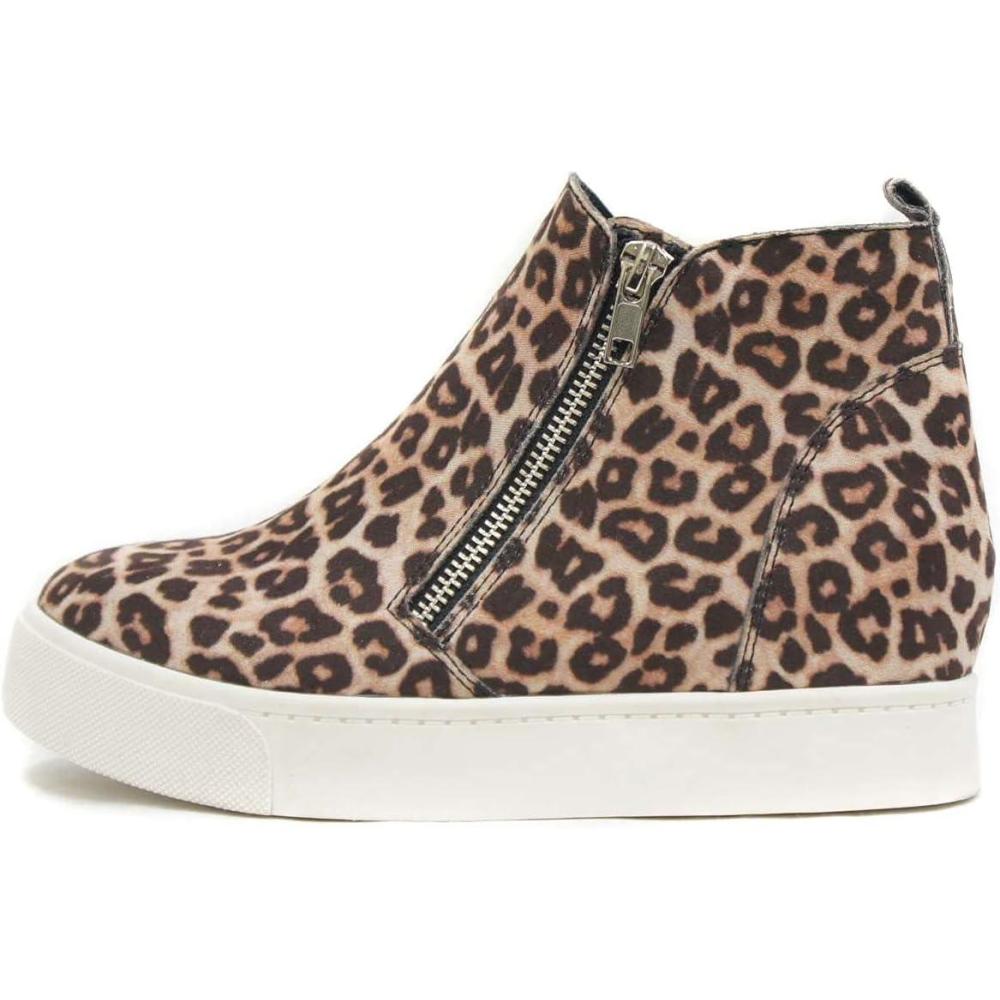 image:imageSoda Taylor Hidden Fahsion Wedge Sneaker Shoes Side ZipperOat Cheeta